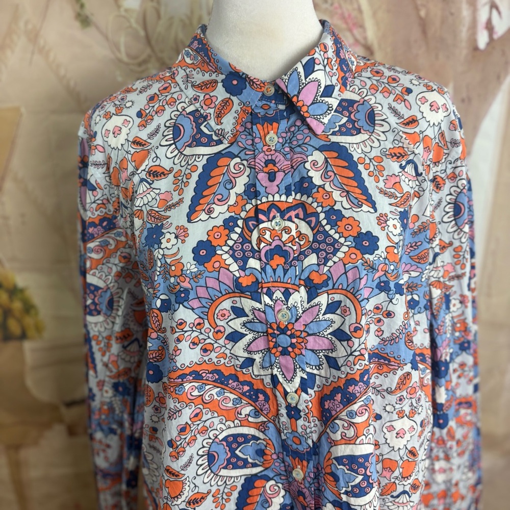 NEW Talbots Floral Paisley Button-Down Blouse in Lavender Multi - Picture 3 of 11